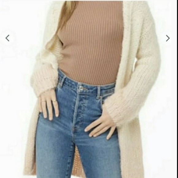 Forever 21 Sweaters - Forever 21 Ombre SMALL BEIGE/PINK FUZZY CARDIGAN